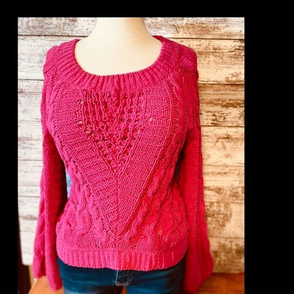 Express | vintage | Bell-sleeve | scoop neck sweater | pink | extra small - Picture 2 of 4